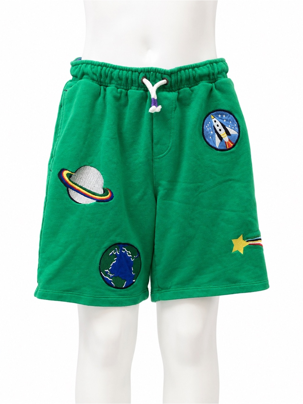 Mini Boden Green Space Patch Pull-On Shorts